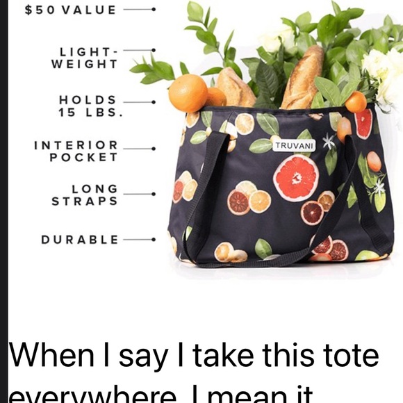 Truvani 2023 BLACK APPLES Grocery Insulated Tote Bag  (aka The Food Babe) - Picture 5 of 11